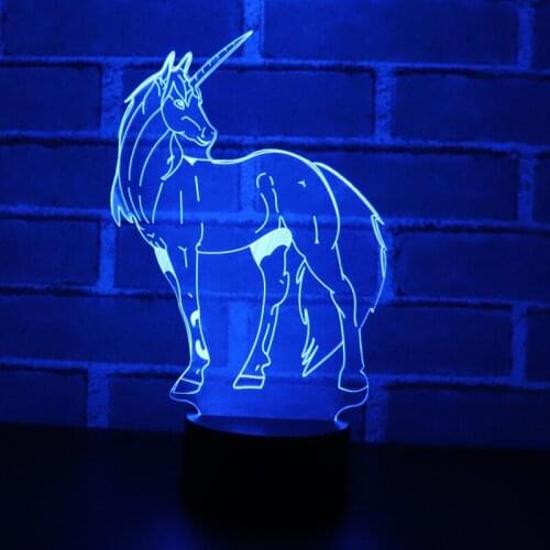 MYDKDJL 3D LED Night Light for Graceful Unicorn with 7 Colors Light for Home Decoration Horse Lamp Amazing Visualization Optical