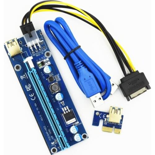 VER009 PCI-E Riser Card 009S USB 3.01X to16x Extender pcie Express Riser Adapter Card SATA 15pin to 6 pin Power Cable