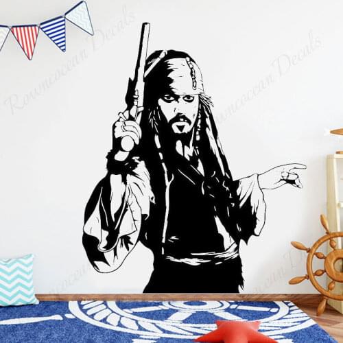 Captain Jack Sparrow Wall Sticker Vinyl Home Decor Interior Room Bedroom Adventure Movie Decals Removable Murals Wallpaper 4432