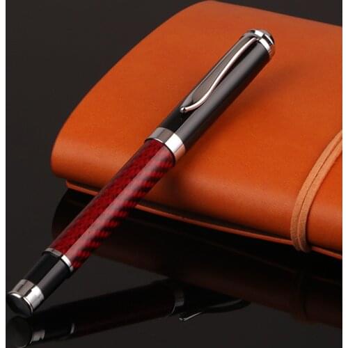 High quality red carbon fiber Ballpoint pen / Roller ball pen school Office stationery luxury lady Writing ball Pens Gift