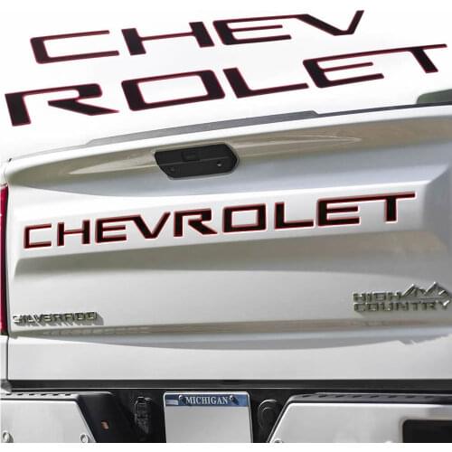 Tailgate 3D Domed Raised Letters Compatible with 2019 2020 Silverado Models (Black with Red Outline)