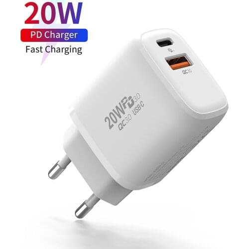 PD 20W 3.0 QC Type C Charger For iPhone 12 Mini Quick Charge 20W USB-C Fast Charging Travel Wall Charger For iPhone 12 Pro Max