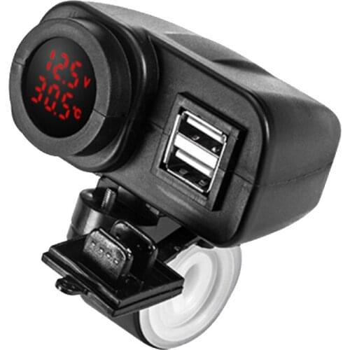 3.1A Dual Port USB Charger Socket for Motorcycles, ATV, Cross bike, Scooters