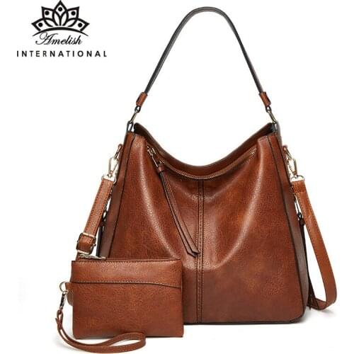 AMELISH Purses and Handbags for Women 2021 Vintage Solid Color Office Shopping Female Tote Large Capacity Office Shoulder Bags