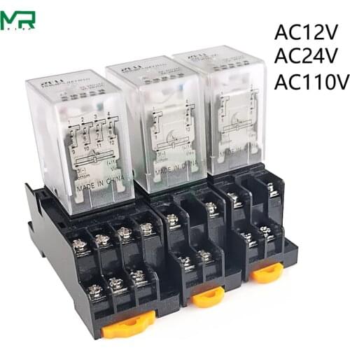 1Set High-quality MY4NJ MY2NJ LY2NJ small Electromagnetic relay ZFU AC12 / AC24V / AC110V Coil DPDT 8 Pin/ 14 Pin