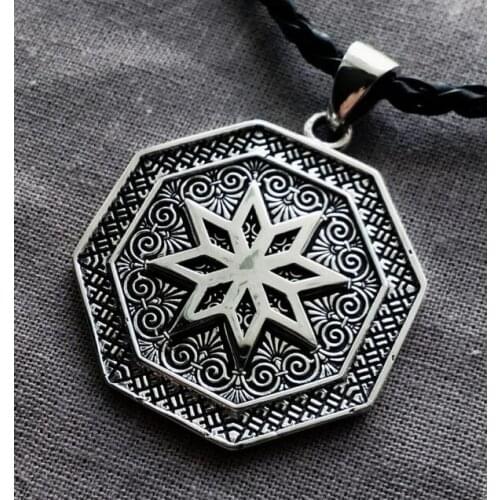 1pc wholesale Porcelain Unicorn Talisman and Folk Slavic symbol Warding Alatyr Alatir Protection Amulet Woman Man Necklace Gif