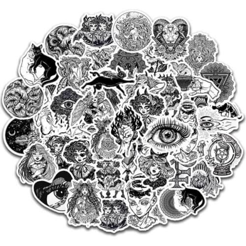 10/30/50PCS Black and White Horror Retro Gothic Phone Notebook Helmet Car Waterproof Graffiti Sticker Decorative Toy Wholesale