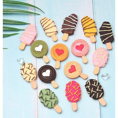 10pcs/bag Simulation Resin Large Ice Cream Toys for Kids Slime Accessories Polymer Clay Charms DIY Pendant Decoration Materials