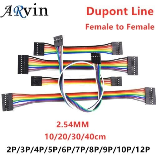 10PCS 2.54MM 2.54 Wire Dupont Line female to female 1P2 3 4 5 6 7 8 9 10 12 Pin Dupont cable connector JUMPER CABLE WIRE FOR PCB