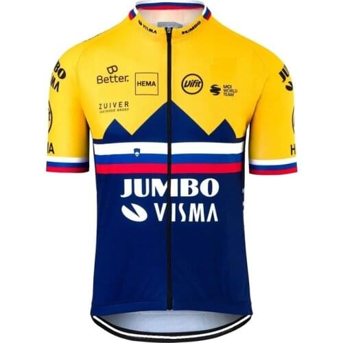 2020 Team JUMBO VISMA Cycling Jersey Short sleeve Roglic Road Bike shirts Slovenia Champion Cycling Clothing MTB Bicycle Maillot