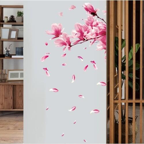 3D Pink Removable Peach Plum Cherry Blossom Flower Art Decal Wall Home Sticker Room Decor Graphic Flowers Petals Tree