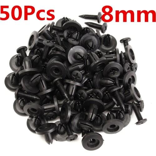 50Pcs 8mm Auto Bumper Fastener 6mm Hole Rivet Retainer Push Engine Cover Car Door Trim Panel Clip Fasteners