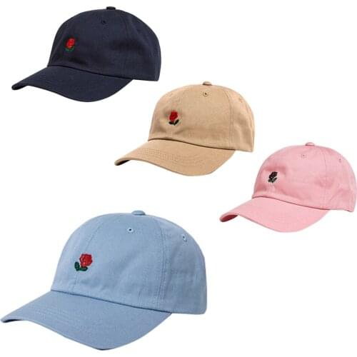 Men Women Floral Rose Embroidered Dad Hat Baseball Cap Canvas Adjustable Peaked Cotton Headwear