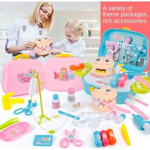 Childrens Play House Boys and Girls Use Your Brain Parent-child Interaction Simulation Doctor Ice Cream Portable Suitcase Toy