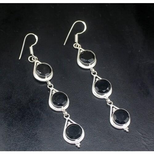 Gemstonefactory Big Promotion Unique 925 Silver Attractive Design Black Onyx Women Ladies Gifts Dangle Drop Earrings 20212343