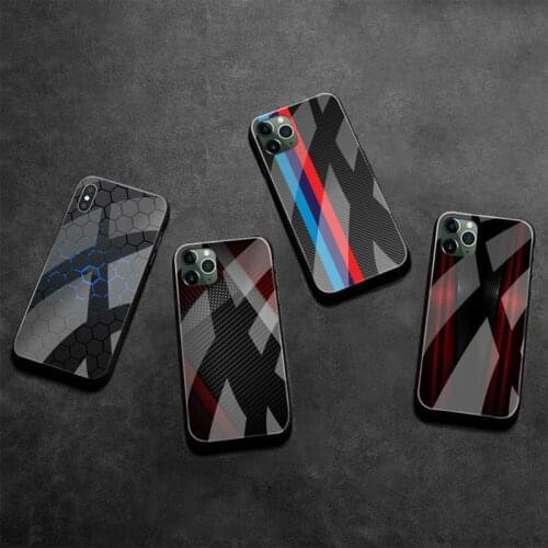 HUAGETOP Car Carbon Fibre Custom Soft Phone Case Tempered Glass For iPhone 11 Pro XR XS MAX 8 X 7 6S 6 Plus SE 2020 case