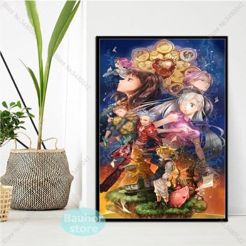 THE Seven Deadly Sins Art Poster Japanese Anime Canvas Painting Hot Wall Pictures Prints for Mural Decoration Home Decoration