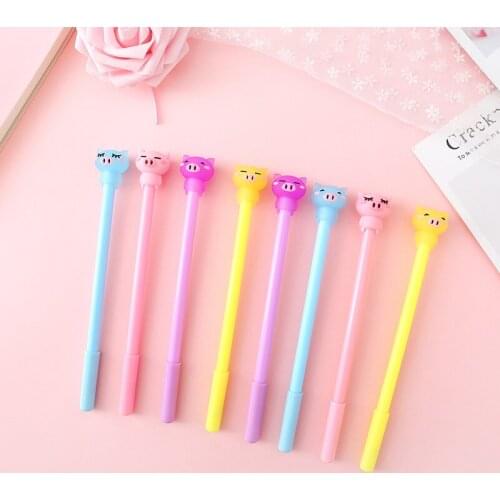 40pcs Stationery Pen Gel Cute Pink Expression Pig Neutral Pens Cartoon Student Writing Pen School Office Supplies Gift Wholesale