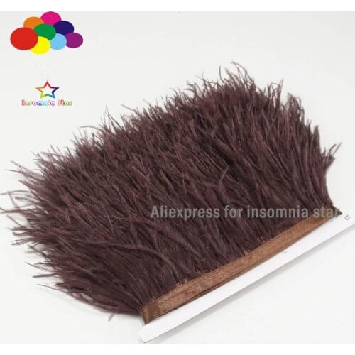 Brown Ostrich Feather Plumes Fringe trim Feather Boa Stripe for Party Clothing headdress carnival party accessories