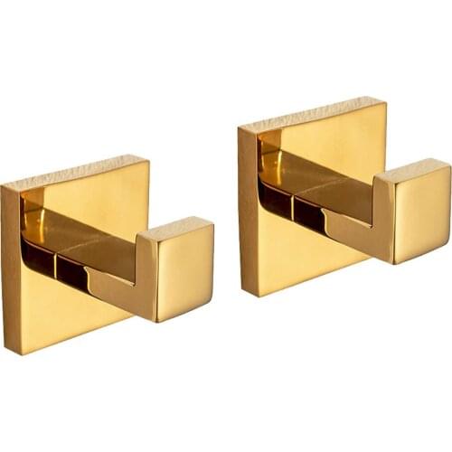 304 Stainless Steel 2 Pcs Robe Hook Wall-mounted Coat Hook Gold Bathroom Haredware Set,Polished Bathroom Towel Hooks