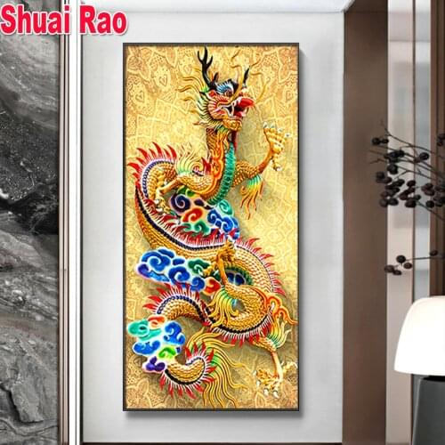 Full Square/Round drill Diamond painting Dragon,Diamond embroidery Dragon totem Cross stitch resin office Wall decor