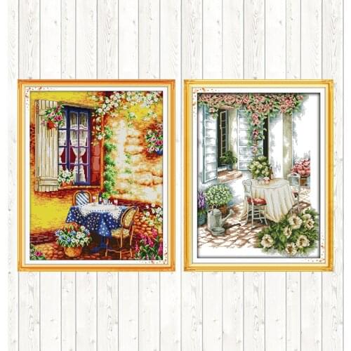 Summer Afternoon Scenery Painting Chinese Cross Stitch Patterns 11CT 14CT Printed Canvas for Embroidery Kit DMC DIY Needlework