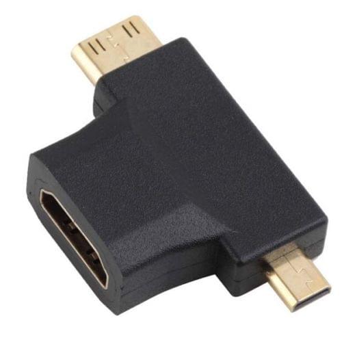 Hot 3 in 1 Female HDMI to Mini HDMI-compatible Male 90 Degree Angle Adapter Connector 1080p