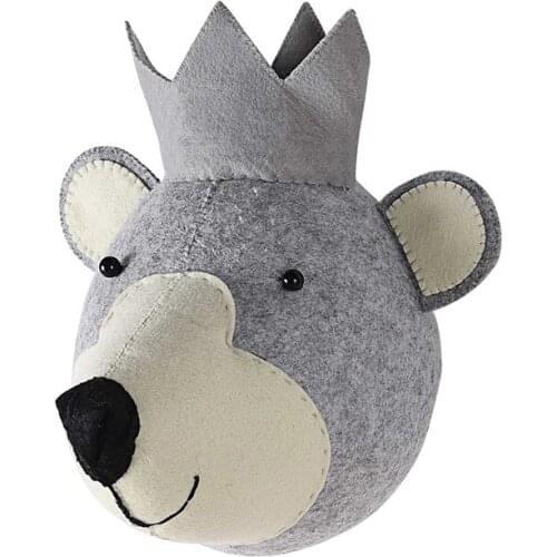 Cute Stuffed Animal Shape Wall Mount Wall Animal Head For Home Decor W50