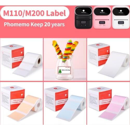 Phomemo M110 M200 Papel Multi-Purpose Thermal Labels Adhesive Papier Round Square Name Jewelry Printable Sticker Paper