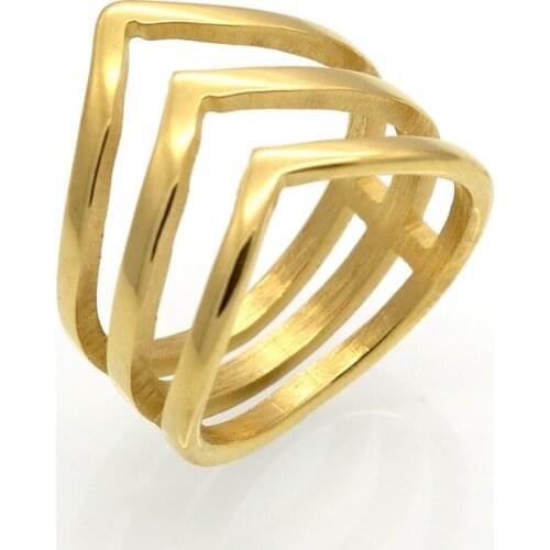 Fashion Ring Gold Color Stainless Steel Jewelry Fashion Three Design Ring For Women