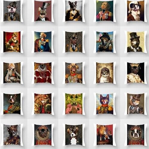 Pillowcase European court Decorative Pillows Cushion Cover 45x45xm Cat dog lion owl Pillow Cases Home Decor Sofa Living Room