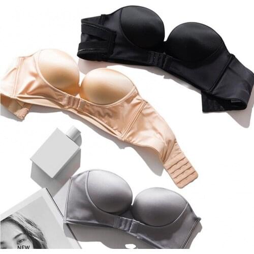 Solid Color Tube Top Bra Women Underwear Invisible Front Closure strapless bra crop top Seamless Push Up Bras Women bralette top