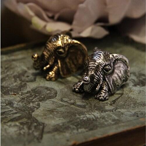 Wholesale Unique Handmade Retro Elephant Ring Girl Gift Jewelry--12pcs/Lot(Antique Silver/Antique Bronze 2 Colors)