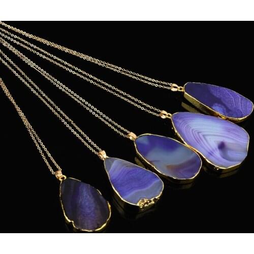 2018 BOHO New Natural Stone Necklaces & Pendants Colorful Wire Wrapping Irregular Stone Necklaces for Women Jewellery Bijoux