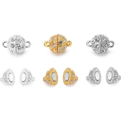 5set Copper Metal Magnetic Clasps for Bracelets Findings Gold Silver Color Crystal Cord End Connectors Clasps Jewelry Diy Making
