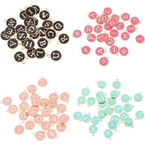 Multiple Colour 12*15mm A-Z Letter Charms Enamel Charms Alphabet Initial Letter Handmade Pendant For Diy Bracelet Jewelry Making