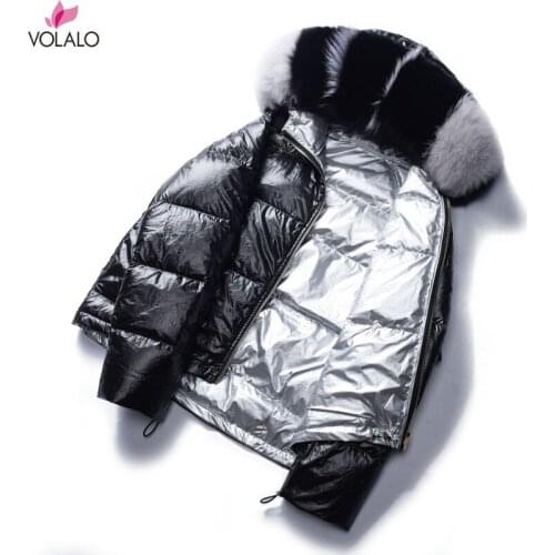 Golden Zipper Down Jackets Women Fashion Reversible Down Coats Women Elegant Short Down Winter Jackets Female Ladies