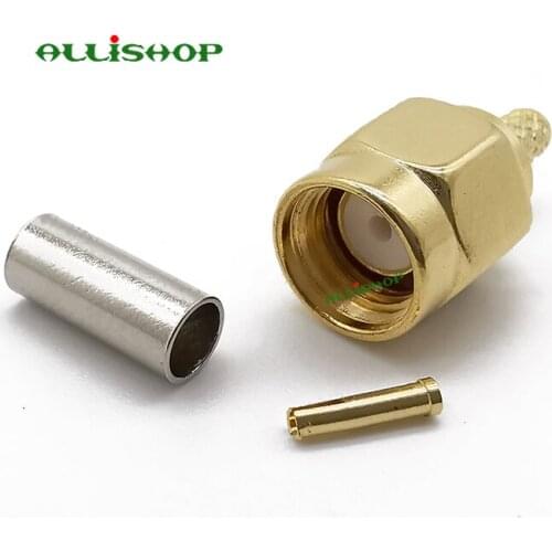 ALLiSHOP RP-SMA Male Plug RF Coax Connector Crimp for RG316,RG174,LMR100 Straight Goldplated SMA Adapter
