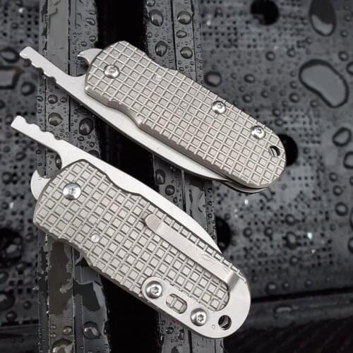 EDCTitanium Surviva Folding Knife Ball Bearing Outdoor Multitool Camping Self Defense Keychain Knife Gadget Survive Pocket Gear