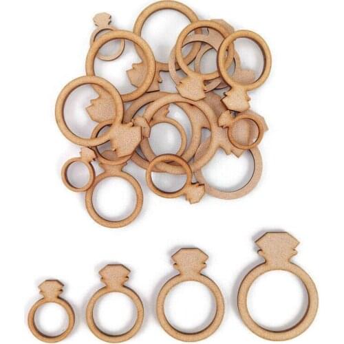 Diamond Ring Wedding MDF Craft Shape Wooden Blank Gift Decoration Embellishments