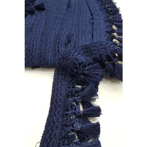 Navy blue Ball End Tassel Fringe 7cm (1 Mt)