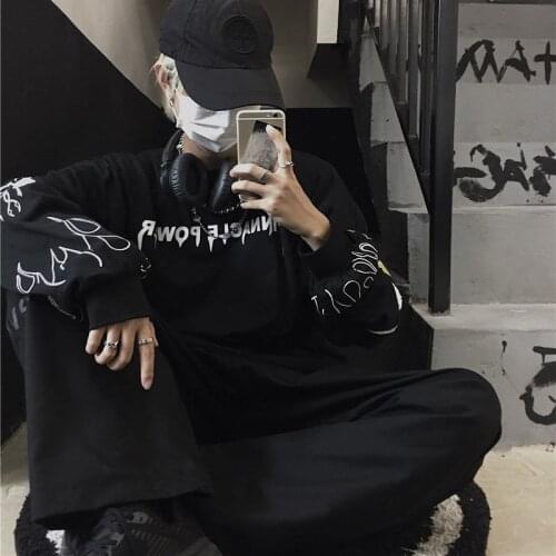 Autumn Spring Men Hoodies Women Couple Cool Kpop Fashion Loose Oversized Black Printed Sweatshirts Holiday Harajuku Women Hoodie