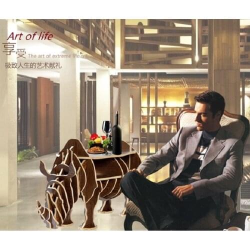 High-end 45.6" rhino solid wood coffee table home furniture