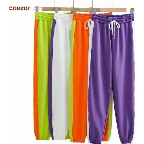 High Quality Women Patchwork Pants Side Stripe 2021 Autumn Casual Sweatpants Jogging Trousers Harajuku Clothes спортивные штаны