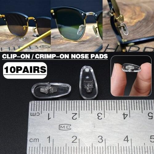 10pairs Glasses Sunglasses Crimp-On Nose Pad Reading Glasses Clip On Nose Pads Replacement For Ray-Ban Frameless Eyewear