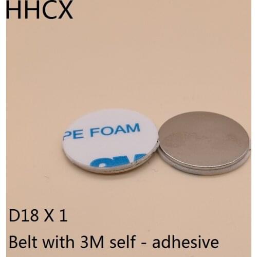10PCS/LOT Diameter 18mm round 3M self adhesive tape 18*1 with N35 NdFeB magnet 18*1mm 18x1