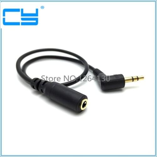 15cm 90 Degree Right Angled 3 5mm 3 Pole Audio Stereo Male to Female Extension Cable