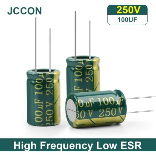 JCCON Aluminum Capacitor High Frequency Low ESR 250V100UF 16*25mm 20PCS Resistance Supercapacitor