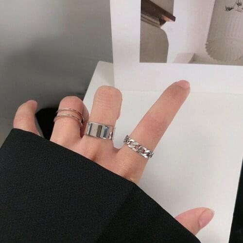 3pcs/set metal geometric punk open ring silver hollow tail ring ring female adjustable party gift jewelry anillos mujer кольца