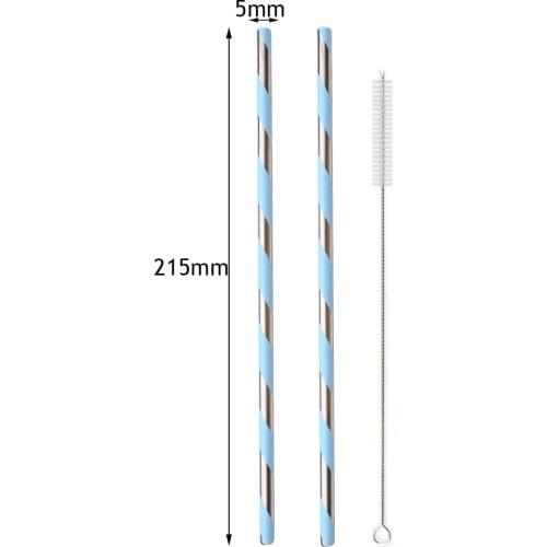 304 Stainless Steel Straw Reusable Metal Straws Set with Cleaner Brush Colorful Juice Drinkware Bar Party Accessory Dropshipping